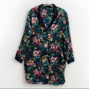 Victoria’s Secret Floral Satin Robe Size L Sleep Shirt Vintage